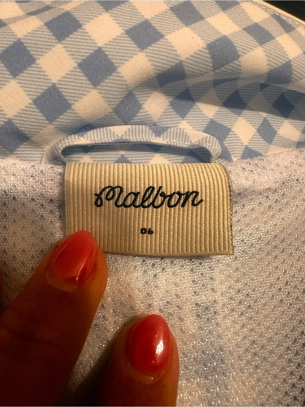 Light Blue Gingham Half-Zip is Golf Windbreaker Jacket